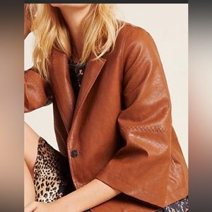 Anthropologie Brown Leather Blazer